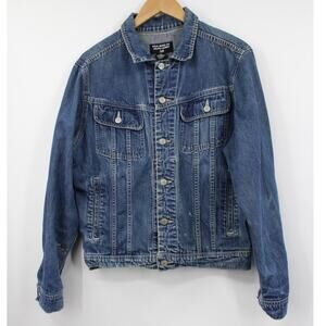 Vintage Polo Jean Company Denim Full Button Down Pockets Patch Blue Size Medium